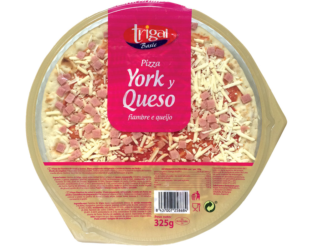 PIZZA TRIGAL BASIC REFRIGERADA FIAMBRE E QUEIJO 325G