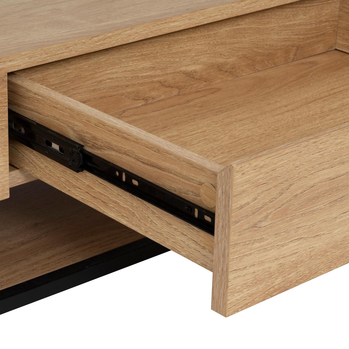 TABLE BASSE 2 TIROIRS ALDEA BEIGE D.120X60X40CM