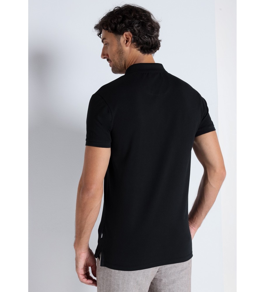 Victorio & Lucchino, Camisa polo preta em piquê de manga curta V&L