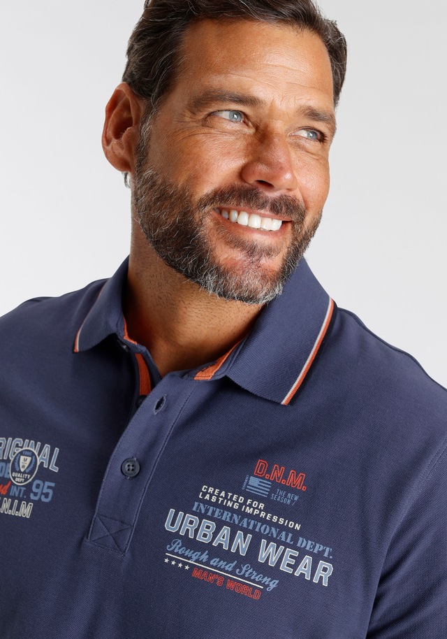 Man's World Poloshirt , Kurzarm,  mit coolem Print,  Polokragen,  aus Piqué-Stoff