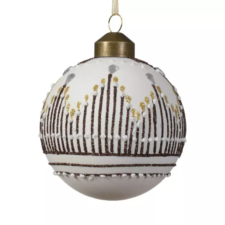 Lot de 3 boules de Noël (D80 mm) en verre Sil Blanc