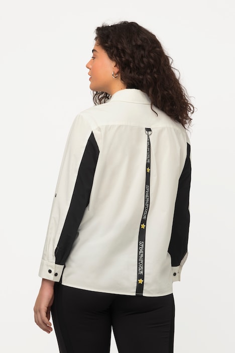 Hemdbluse, farbige Einsätze, Hemdkragen, Langarm