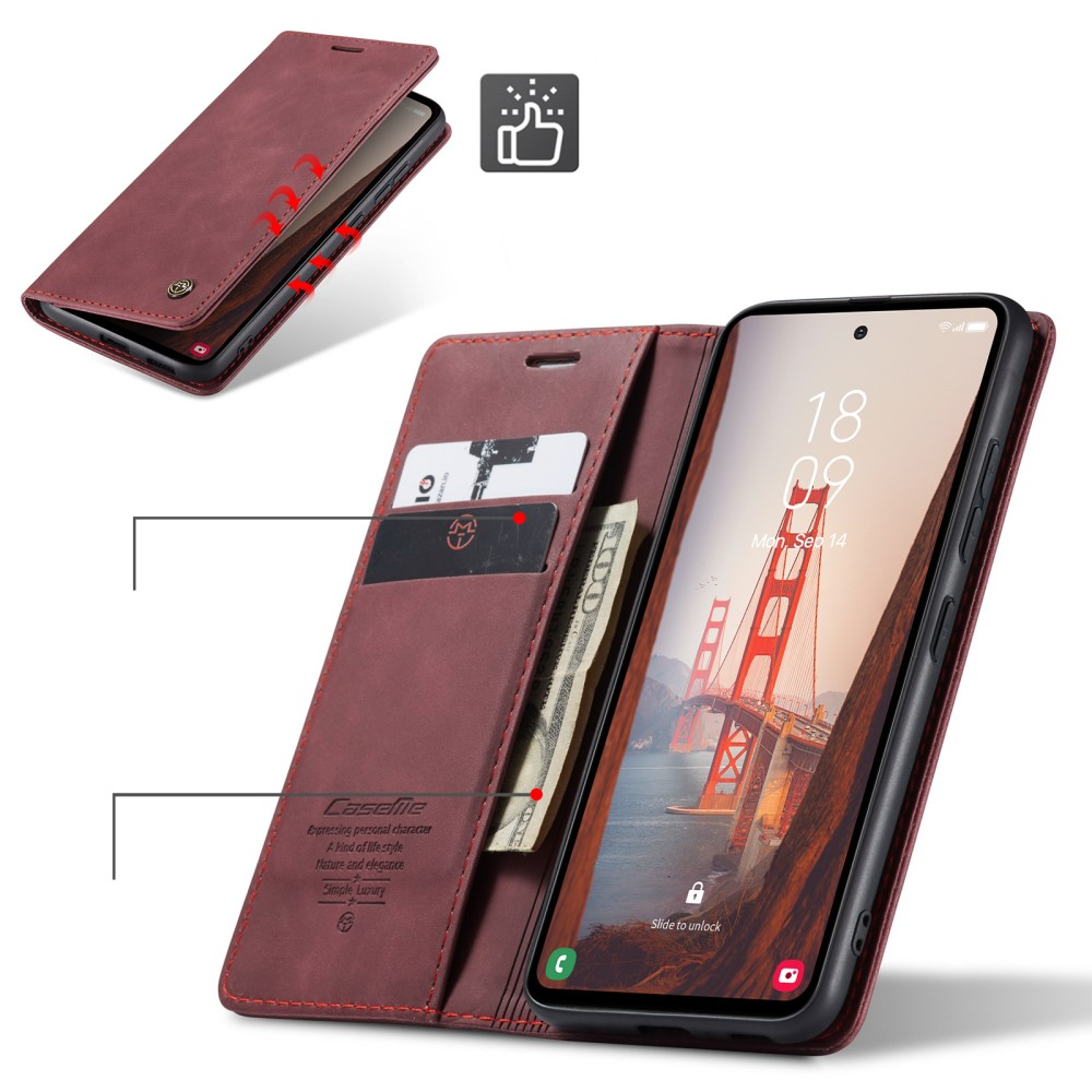 Samsung Galaxy S23 FE Leder Tasche Flip Wallet Etui mit Kartenfächern - Rot