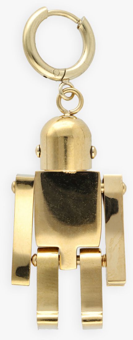 goudkleurig bonnie studios oorbellen robot pendant