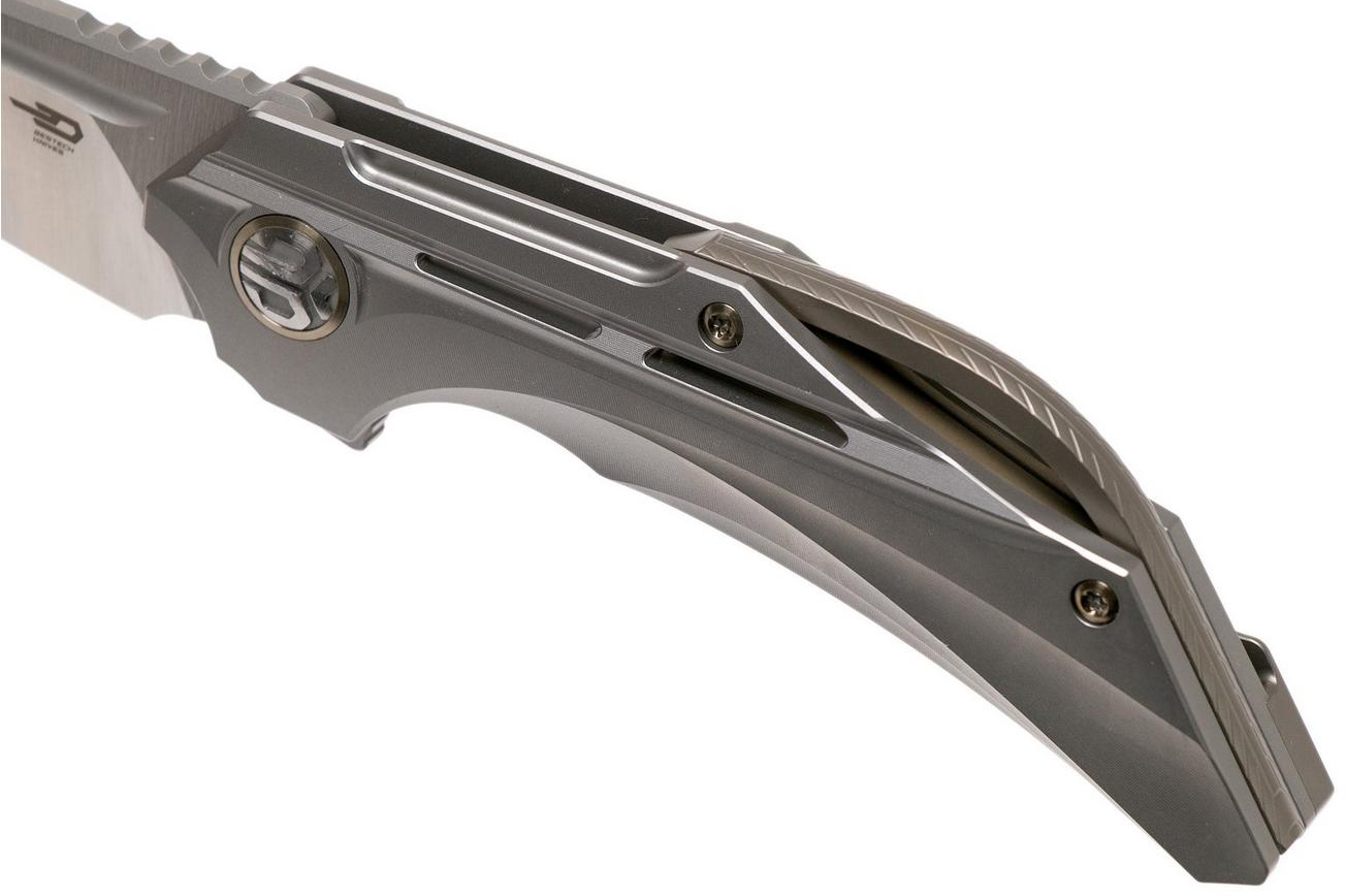 Bestech Vigil BT2201A Grey Blasted Titanium, Satin zakmes, Kombou design