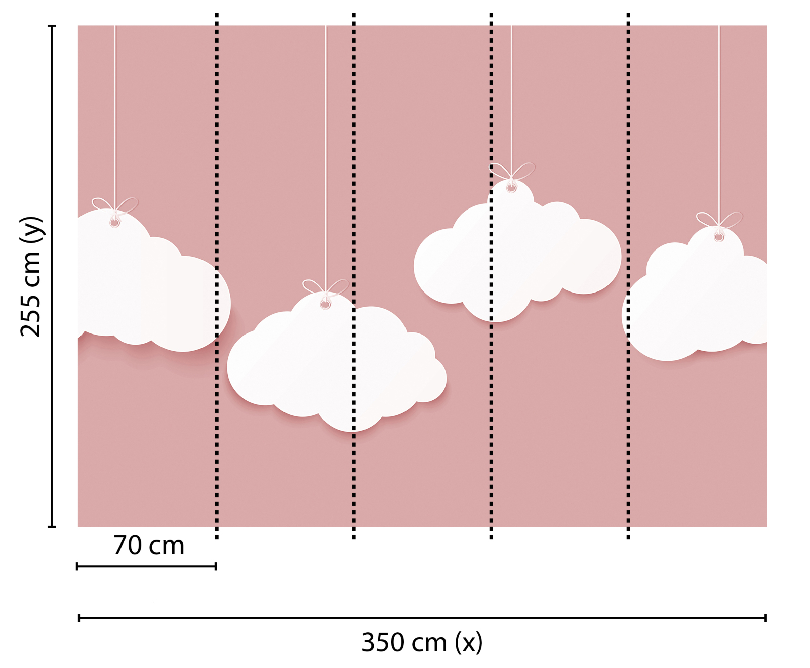 Fototapete DESIGNWALLS - rosa-weiß - Wolken - 2,55 Meter