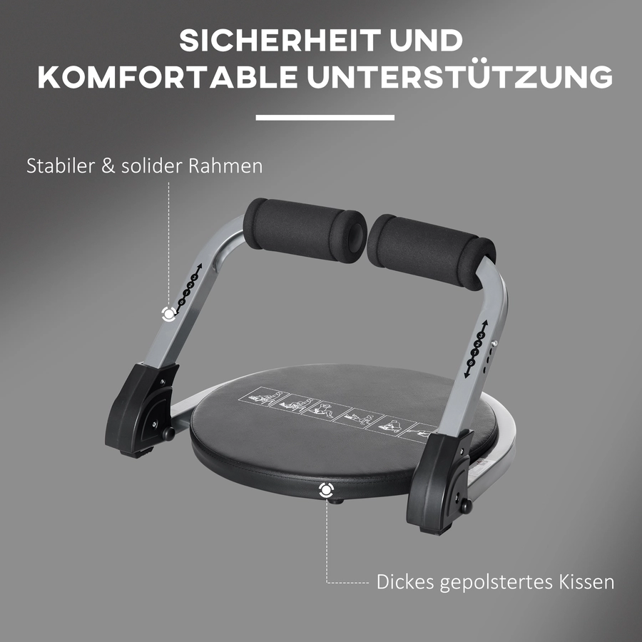 HOMCOM Bauchmuskel-Trainer mit Sitzissen schwarz