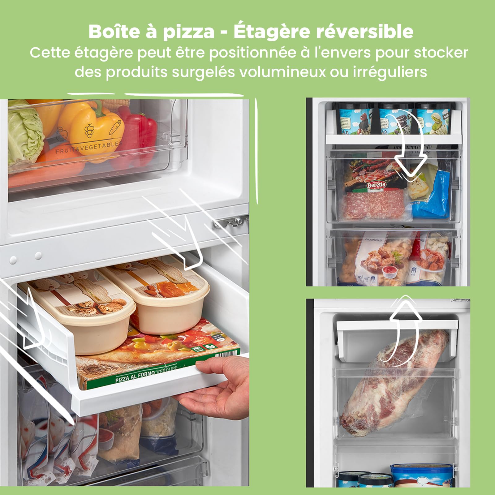 Comfee' RCB169DK2(E) 174L Réfrigérateur avec Congélateur/Hauteur 150 cm/Low Frost/Température Réglable du Réfrigérateur/Lumière LED/195 kWh/an/115L Ré