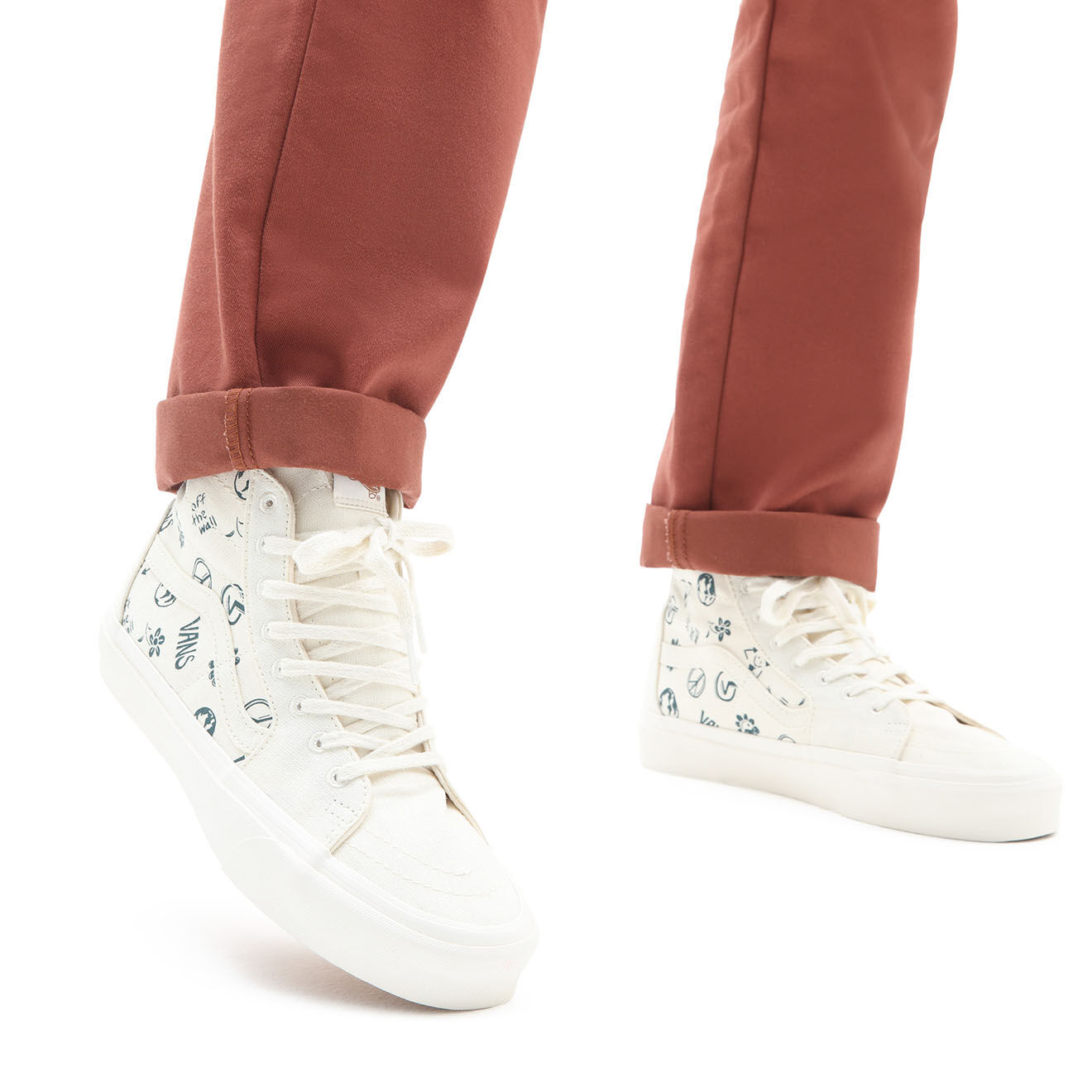 Vans Sneakers en Cuir & Textile SK8-Hi Tapered blanches