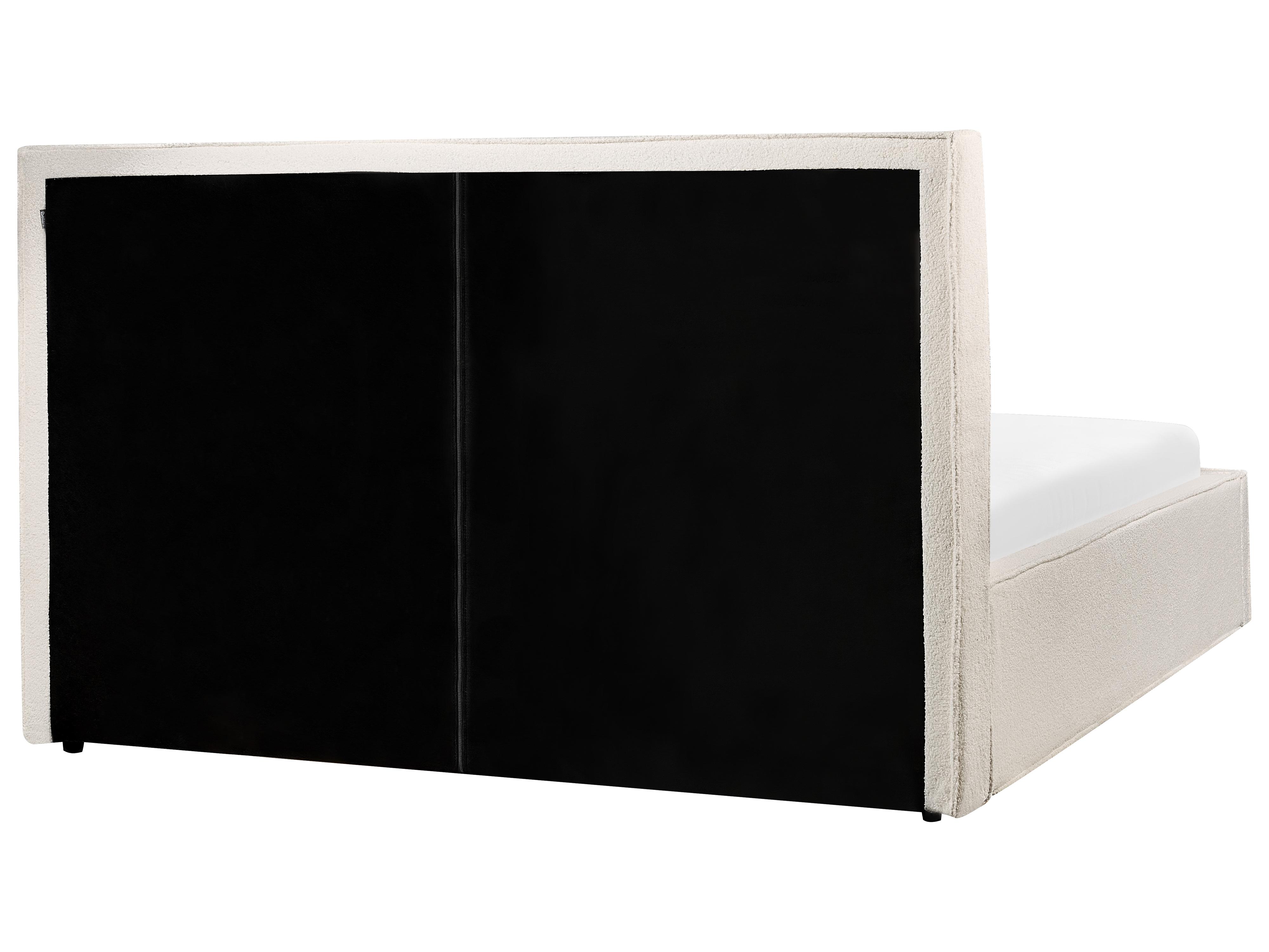 Bed met opbergruimte Bouclé MOISSAC 160 x 200 cm Gebroken wit