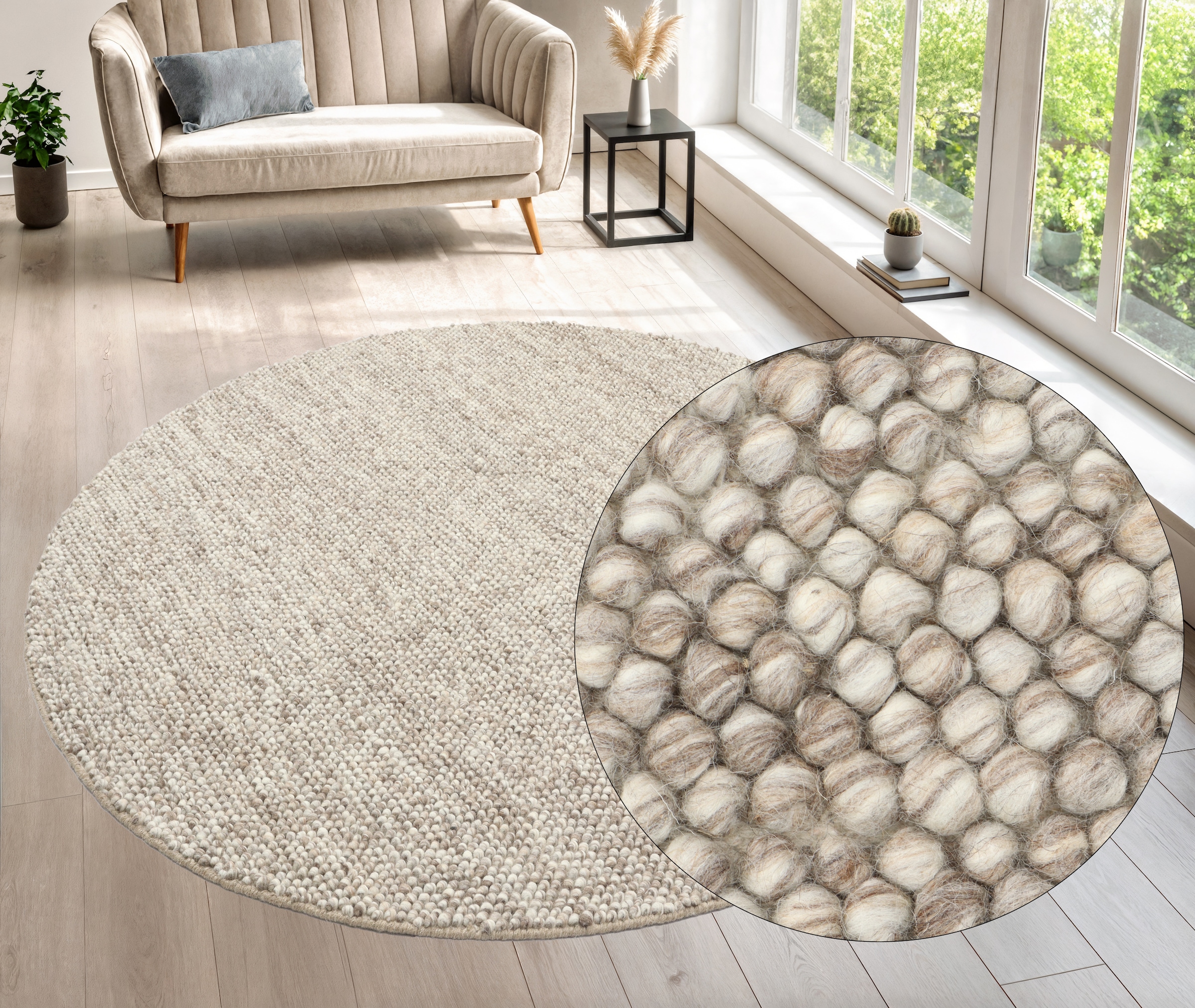 LeGer Home by Lena Gercke Teppich »Ainhoa, handgewebt, Wolle« rund 12 mm Höhe Teppich, Wohnzimmer, Schlafzimmer, Esszimmer