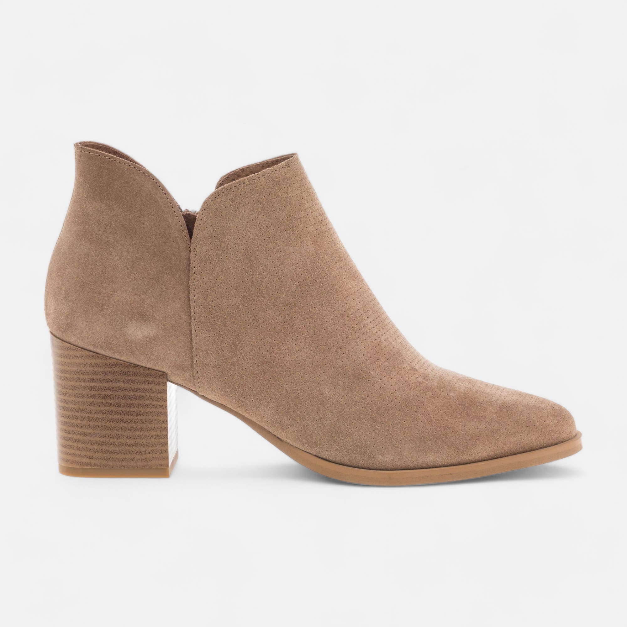 Bottines à talon Femme en cuir taupe
