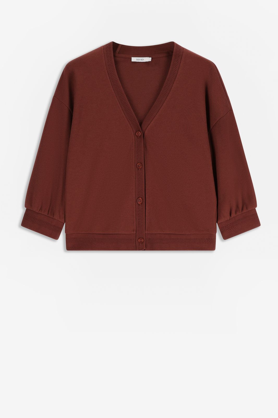 Donkerbruin jersey vest met knopen