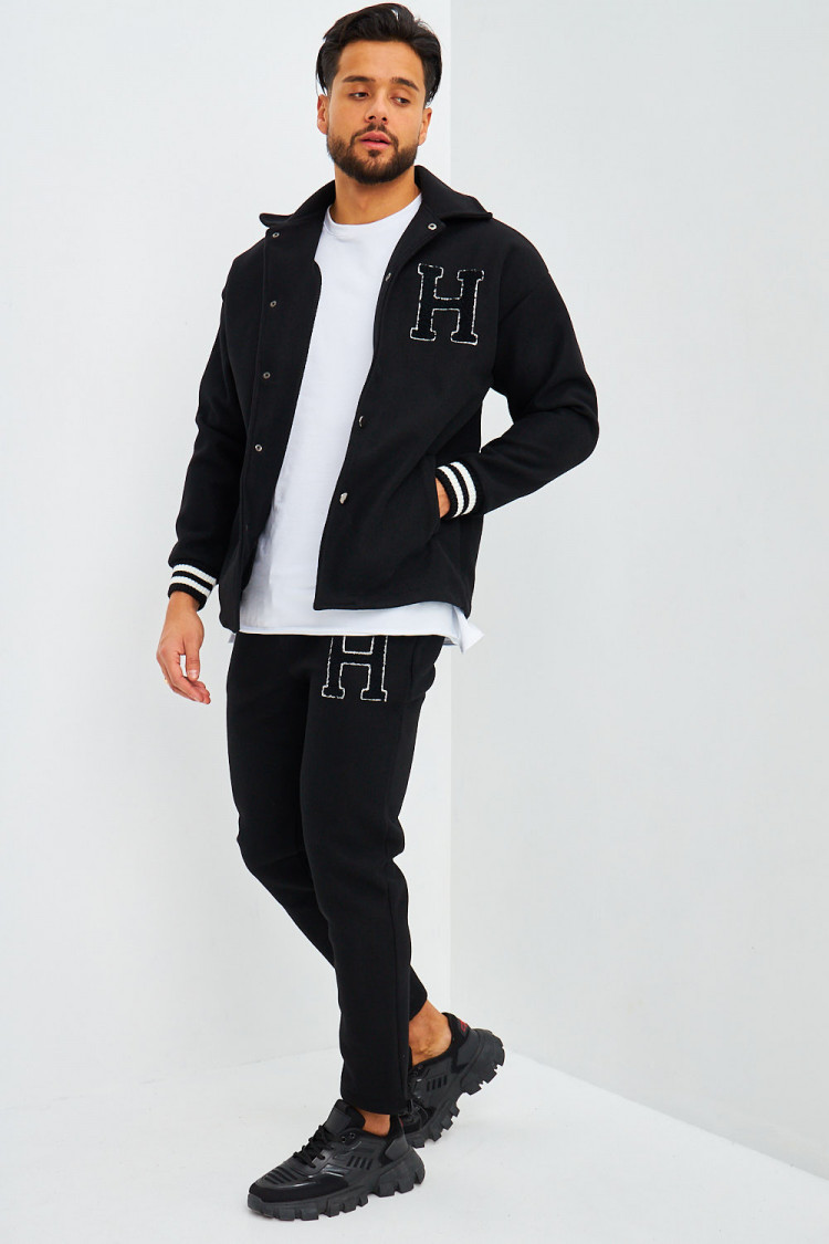Pantalon type jogging noir à inscription H