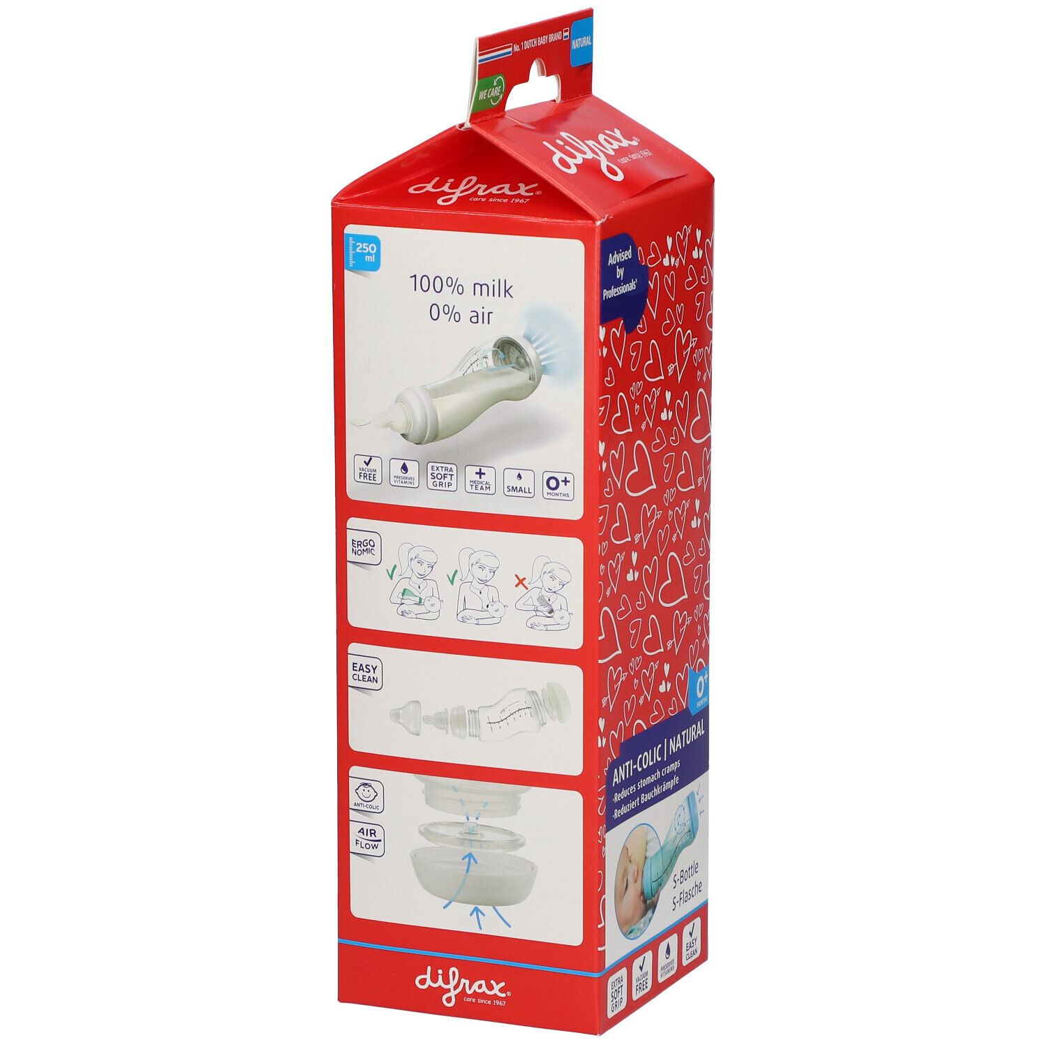 difrax® Anti-Kolik Babyflasche S Natural - I Love You 250 ml