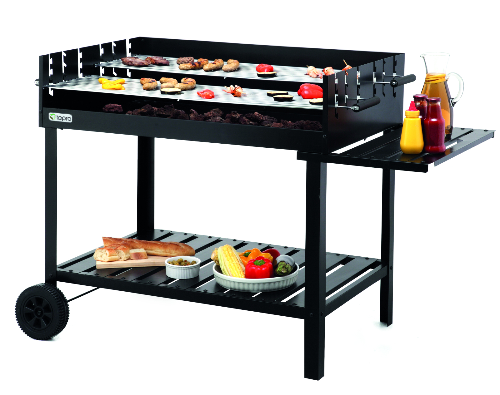 Grillwagen ATLANTA - schwarz - 2x 98x28 cm