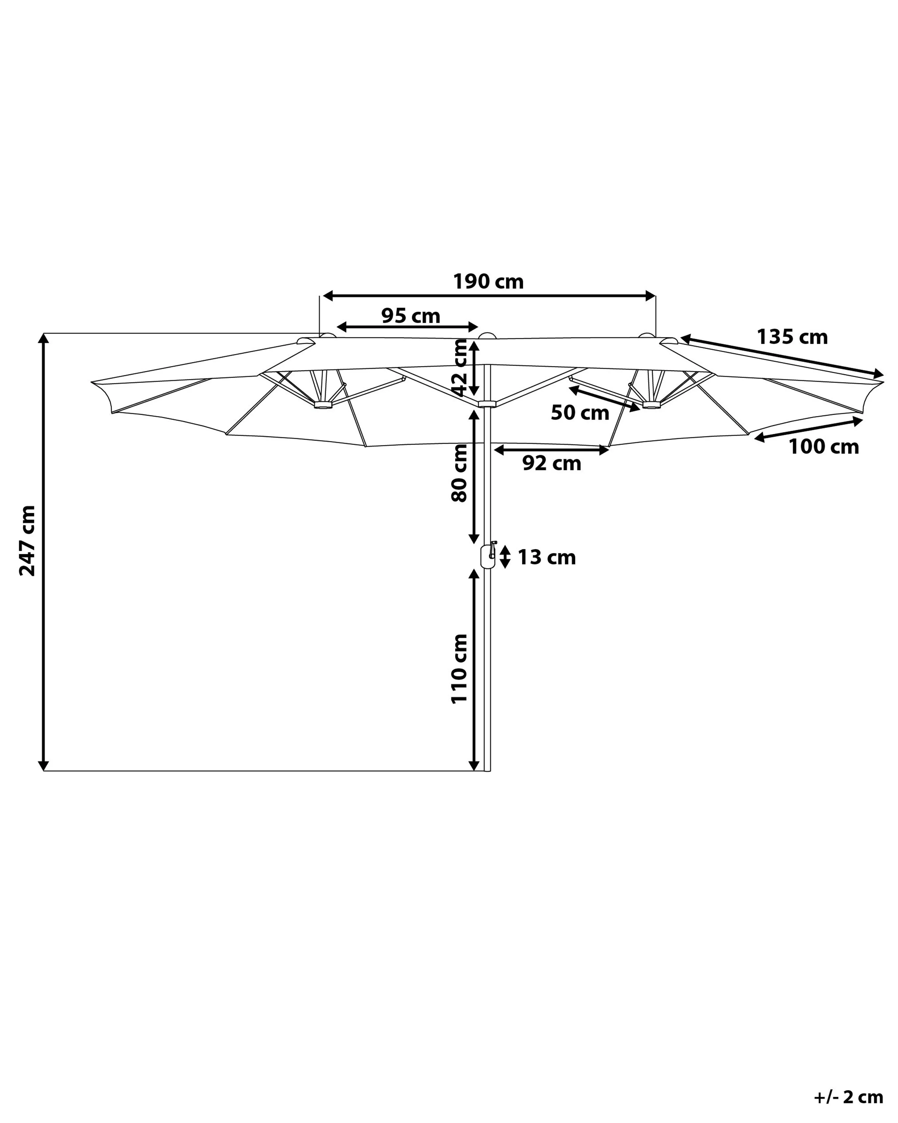 Parasol 460 cm SIBILLA Grijs