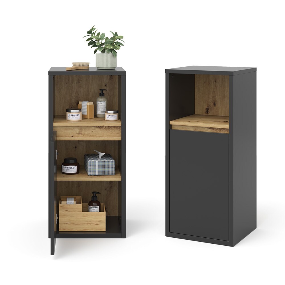 Vicco Midischrank Badschrank Badezimmermöbel Viola Anthrazit Eiche modern 38x80 Badezimmer Schrank Badmöbel Schranktür Schrankfach Ablage Aufbewahrung