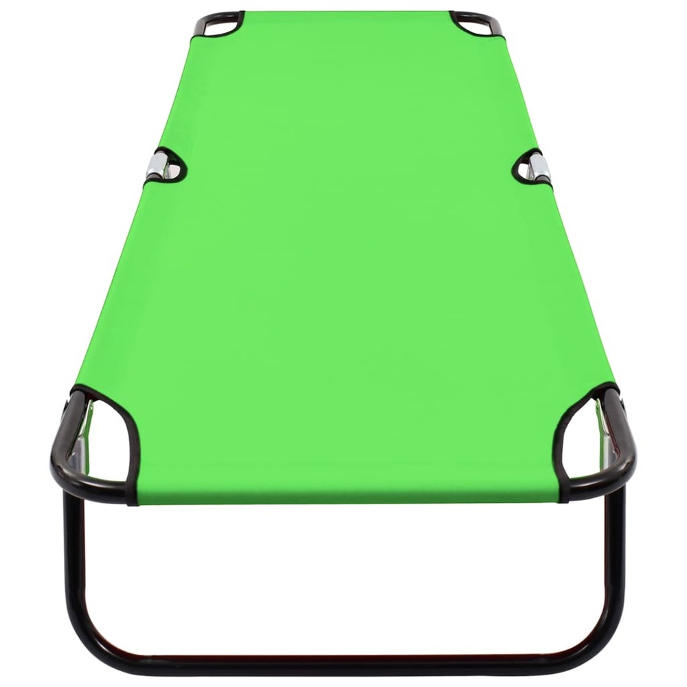 Transat chaise longue bain de soleil lit de jardin terrasse meuble d'extérieur pliable acier vert