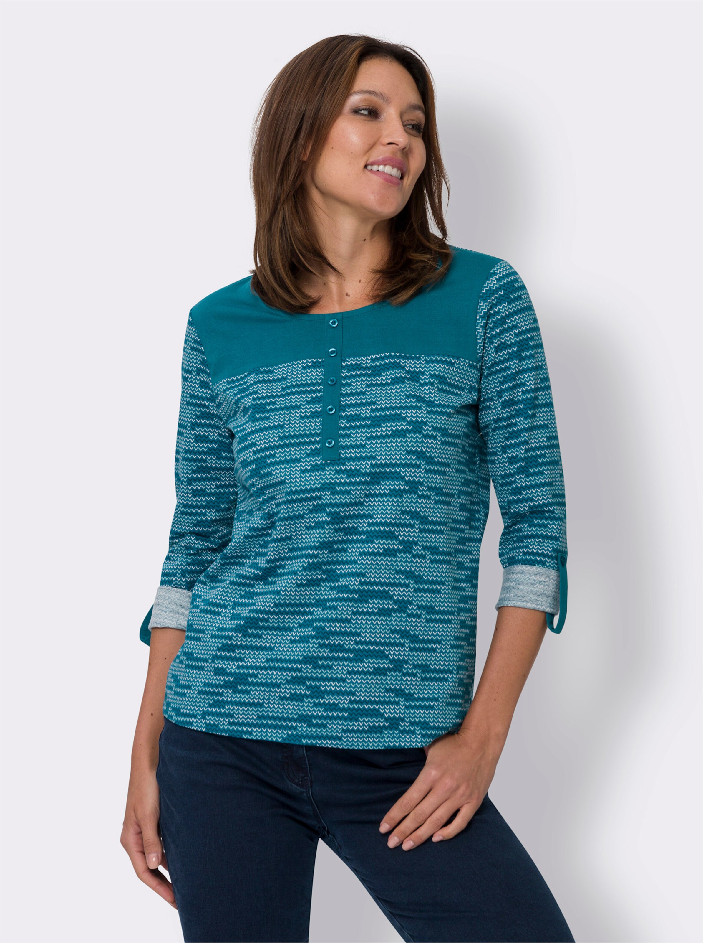Langarmshirt mit krempelbaren Ärmeln