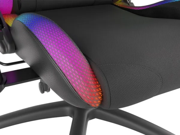Genesis Trit 500 RGB - Stol - ergonomisk - lænestol - armstøtter - T-formet - vippe - drejeled - tekstil, PU syntetisk læder - sort