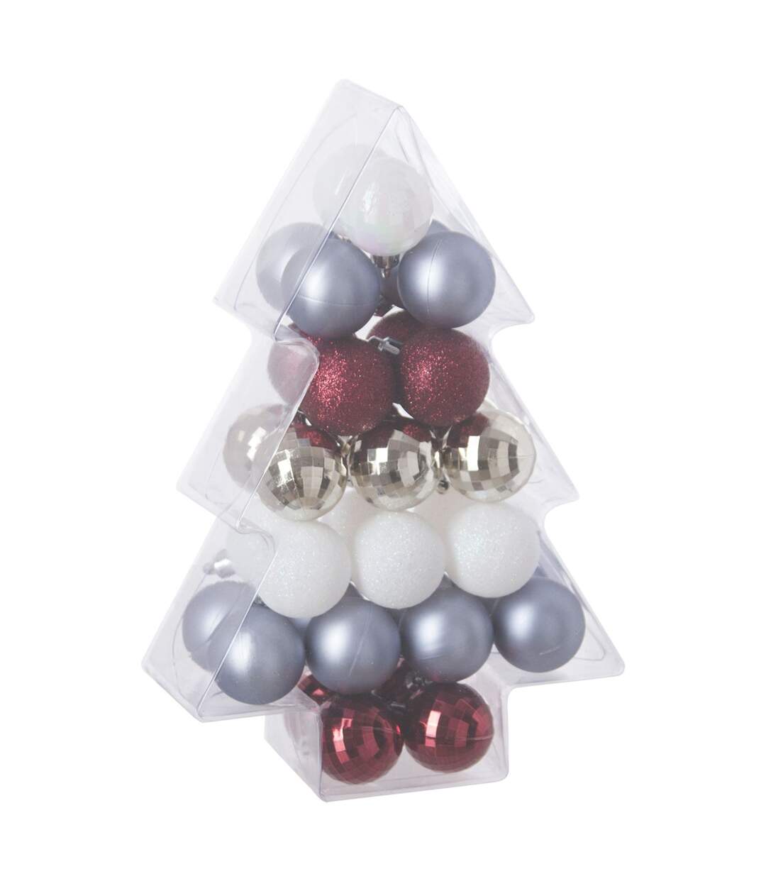 Kit Décoration pour sapin de Noël - 34 Pièces - Or, blanc et argent