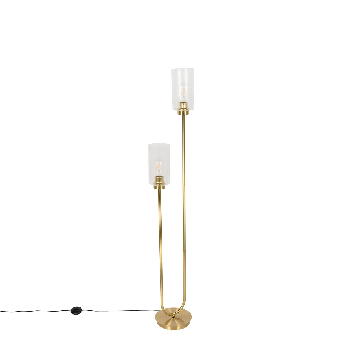 Art Deco vloerlamp goud met glas 2-lichts - Laura