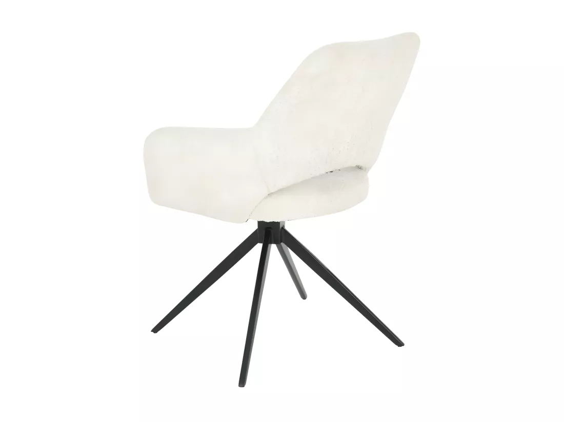 Ivar - Chaise de bureau en tissu bouclette et métal : Couleur - Écru chiné