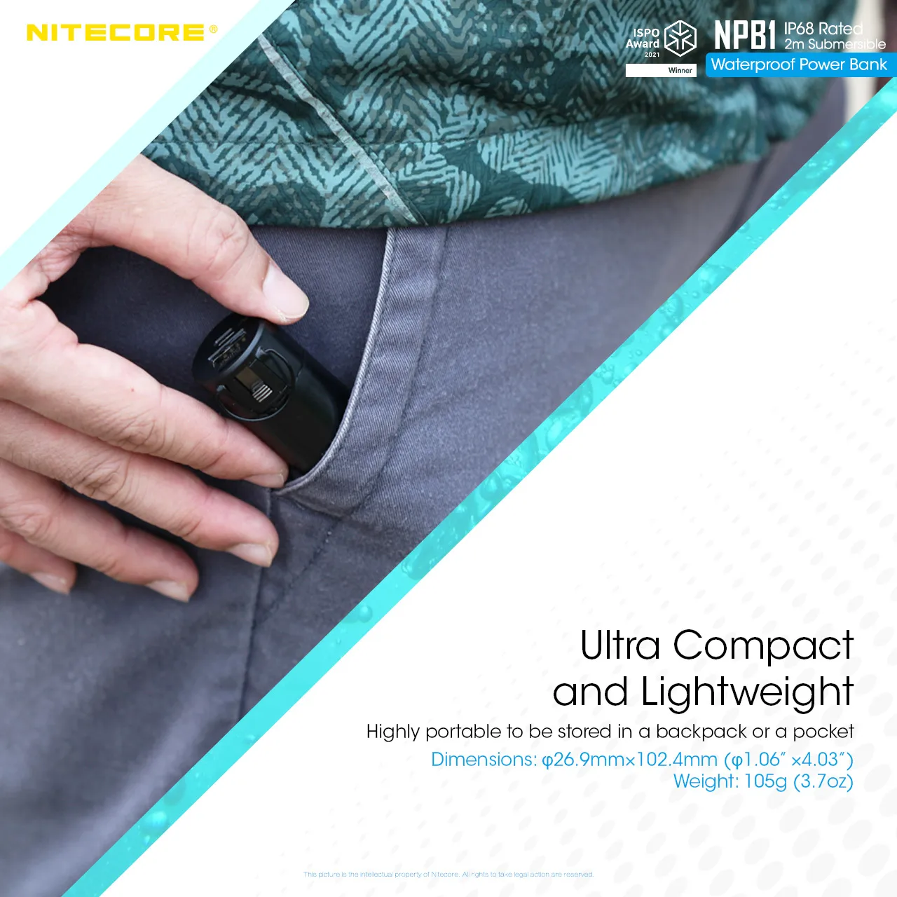 Nitecore Npb1 Waterproof Powerbank 5000 Mah Black
