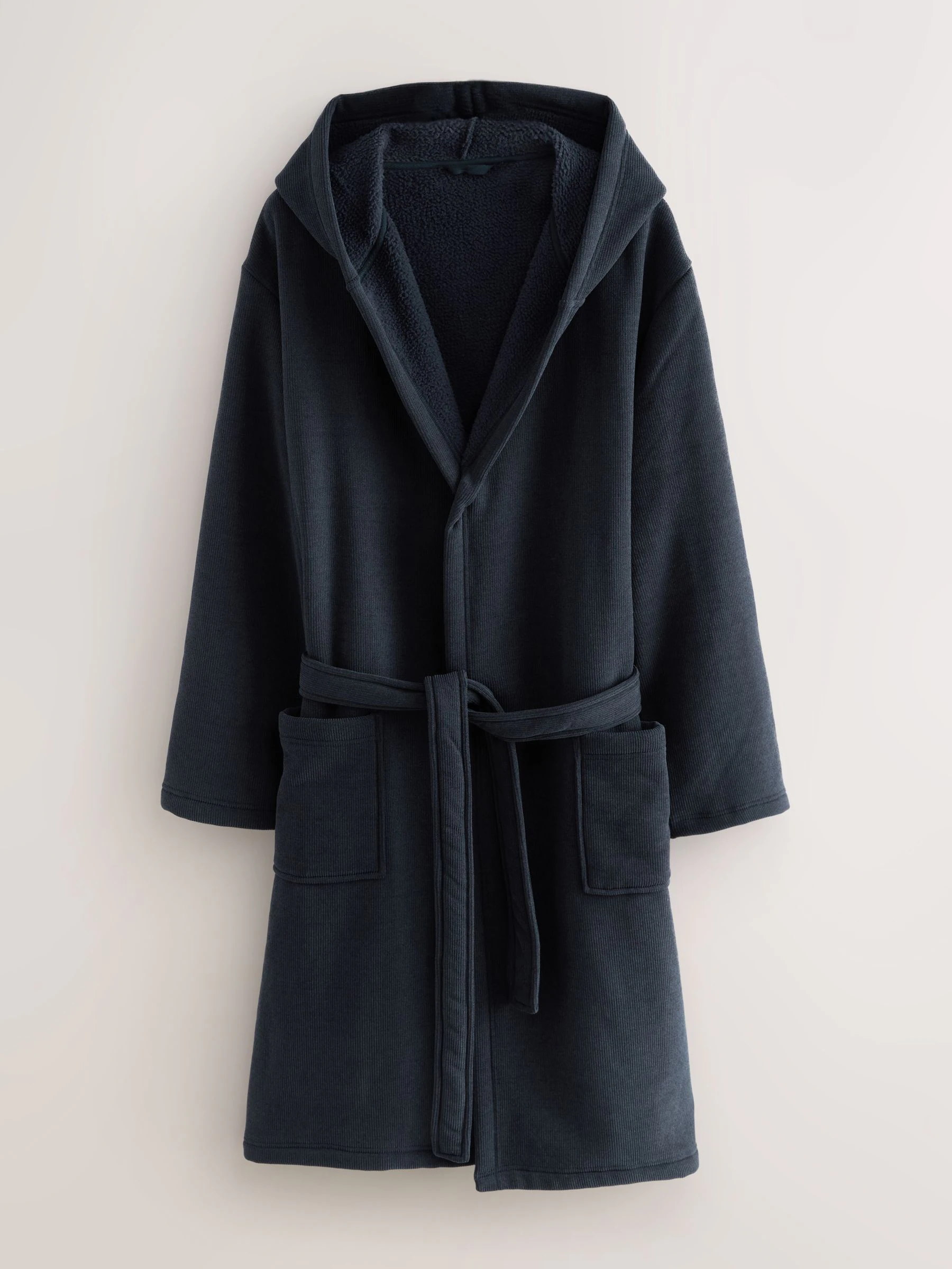 Donkerblauw - Corded Textured Dressing Gown