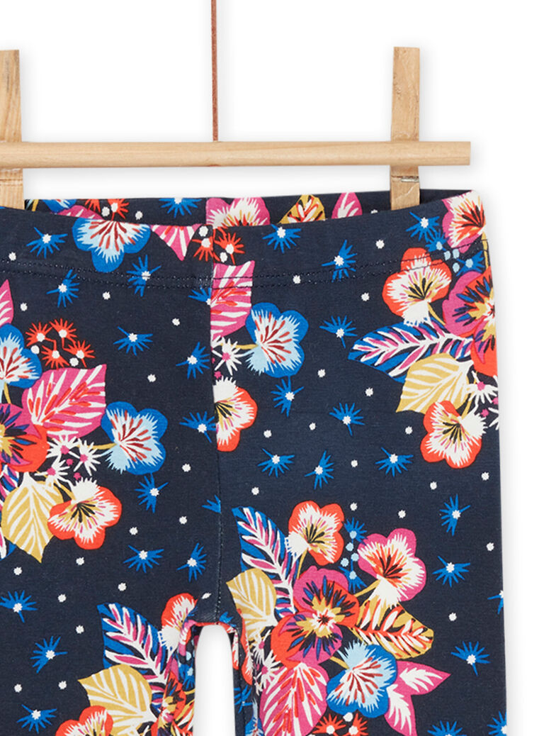 Legging noirine à imprimé fleuri multicolore