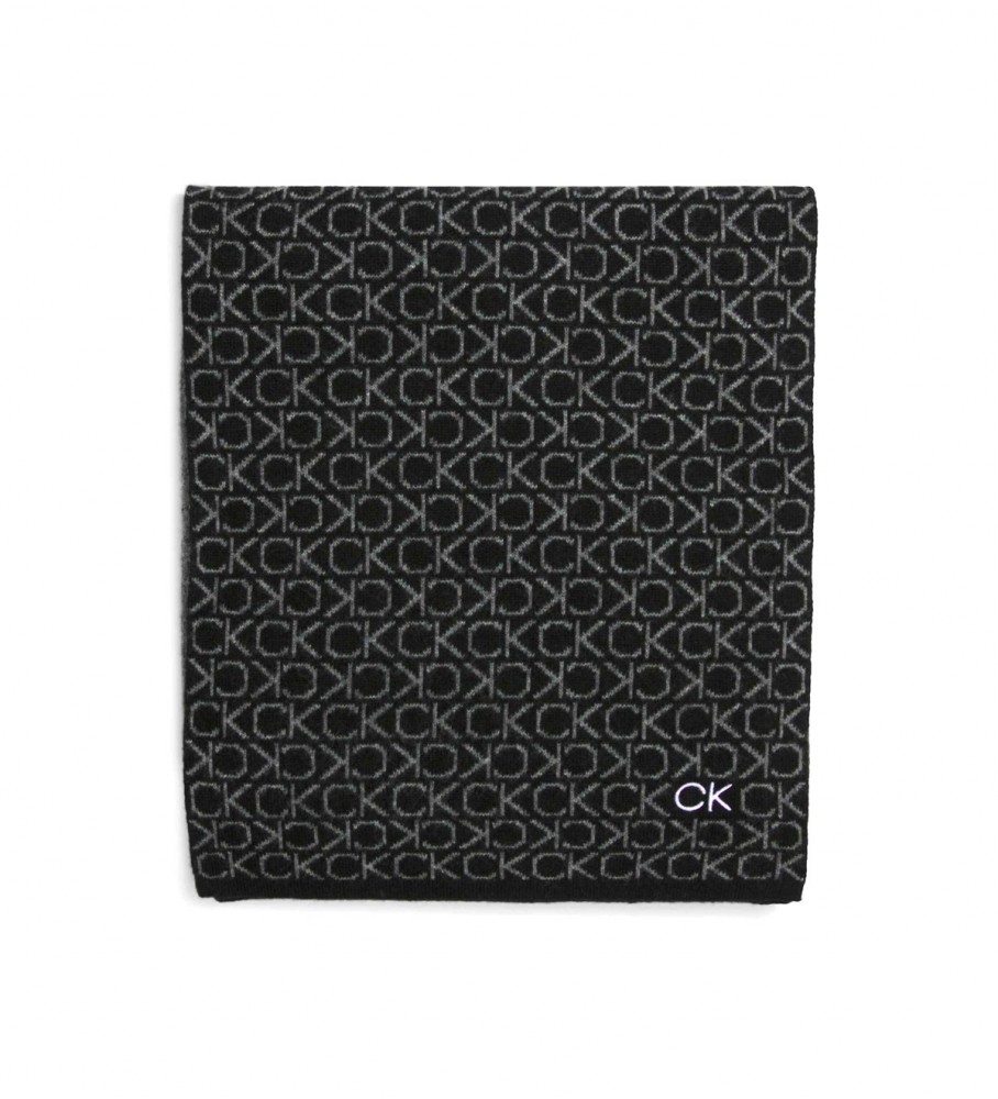 Lenço Calvin Klein Reverso Monogram Jacquard Preto