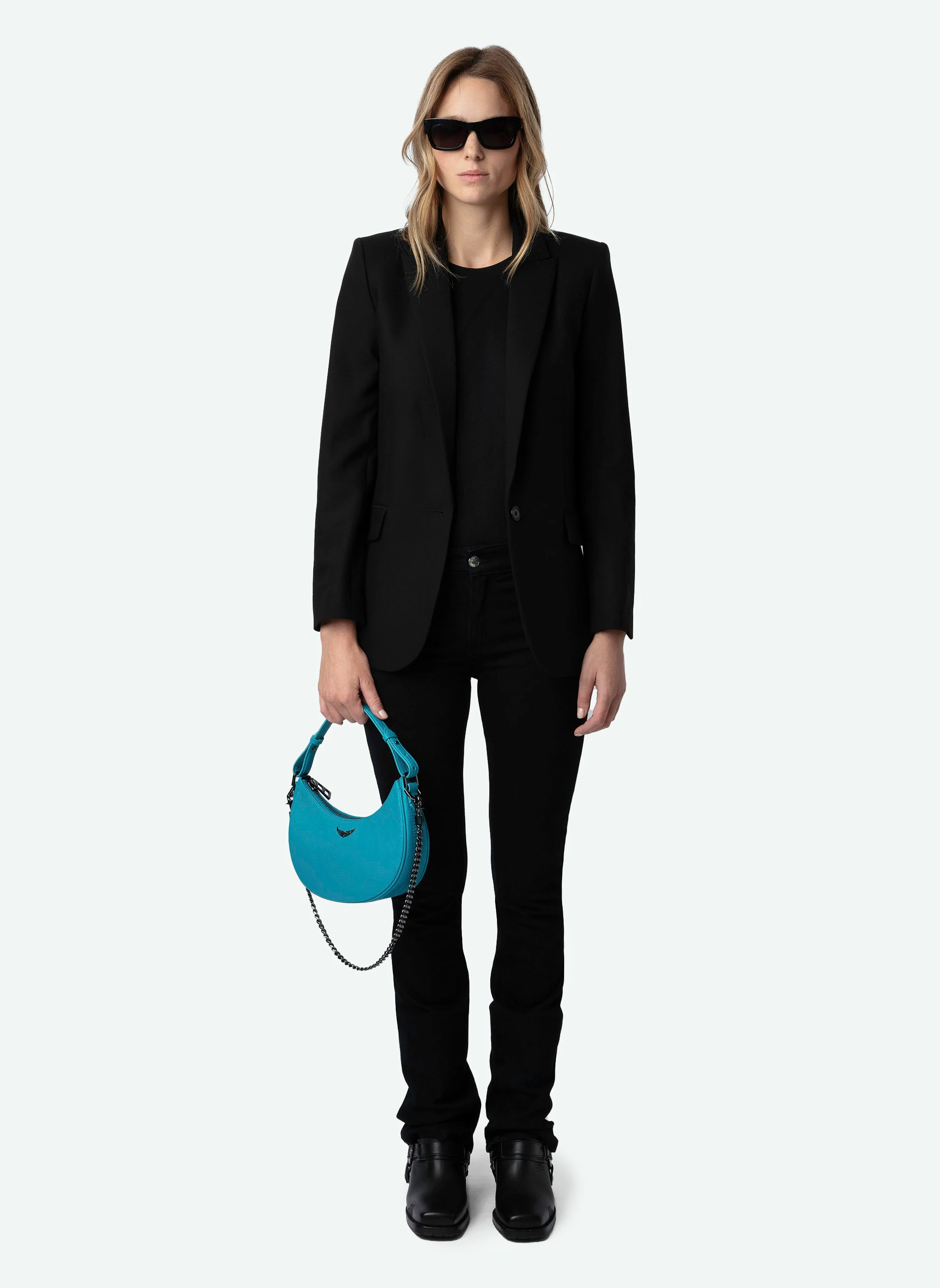 MOONROCK - Sac épaule en cuir| Bleu