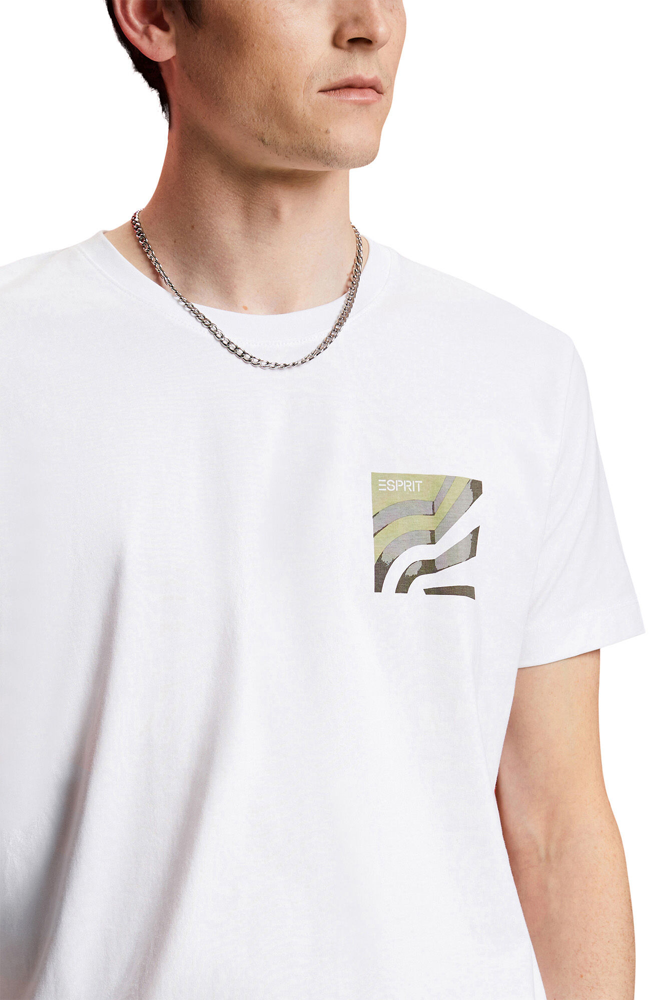 Camiseta de algodão de corte regular - Estampa branca
