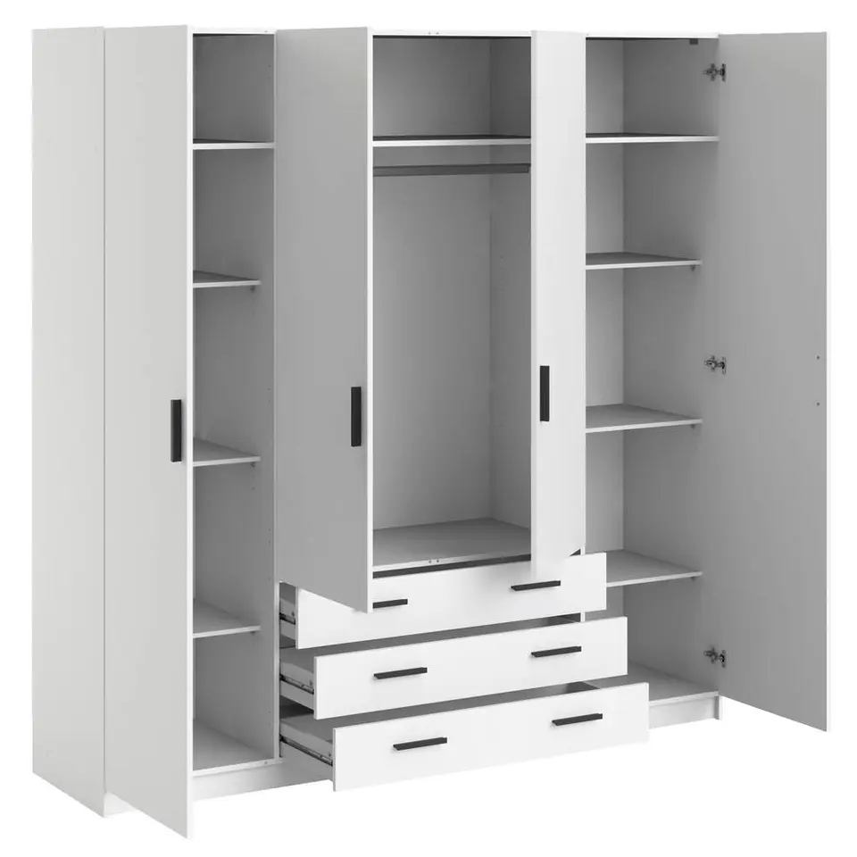 Kledingkast Sprint 4-deurs - wit - 200x196x50 cm