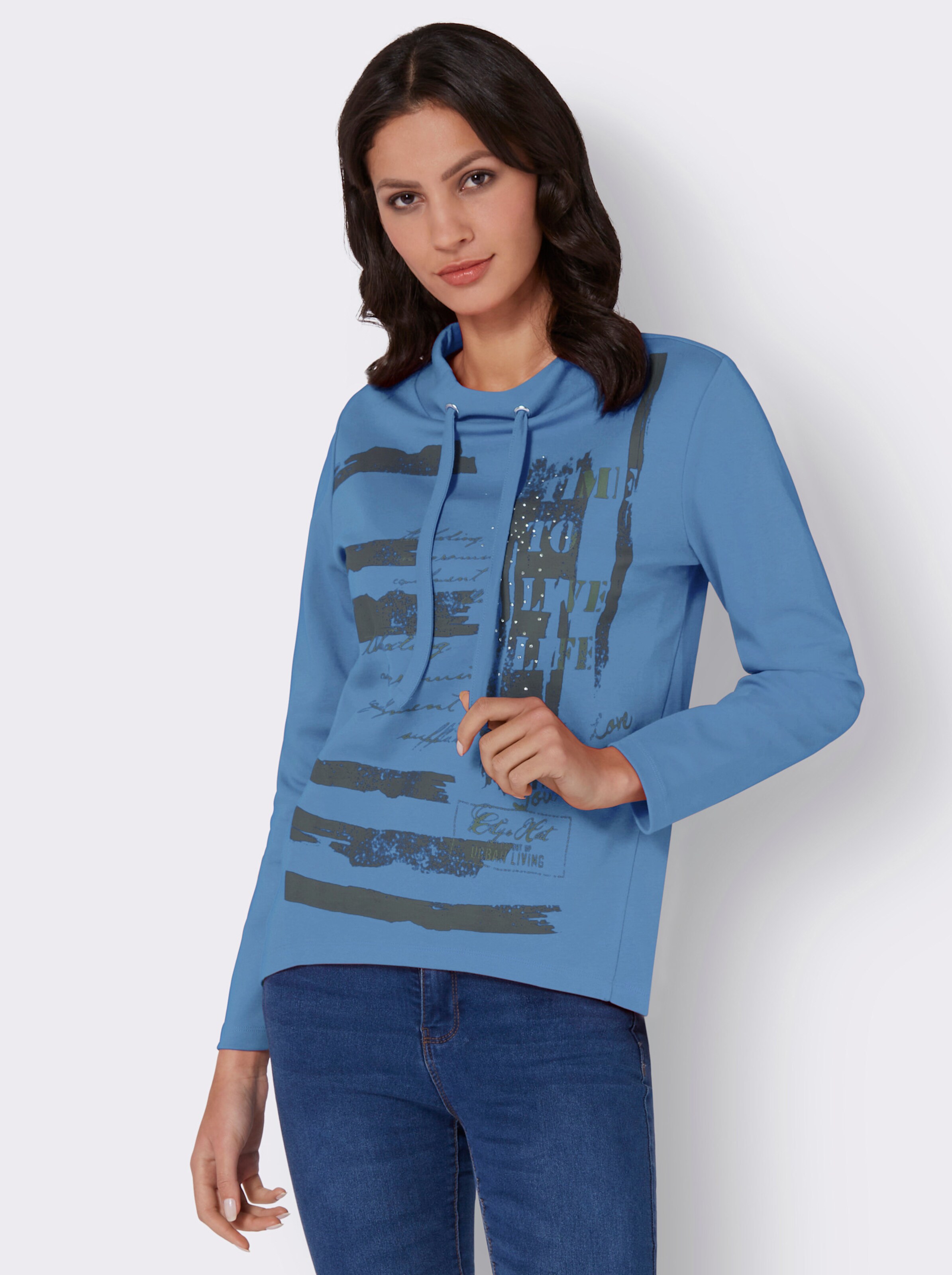 Sweatshirt mit Glitzersteinchen im Vorderteil