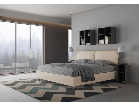 ITYHOME - Lit coffre mados 180x200 microfibra sable