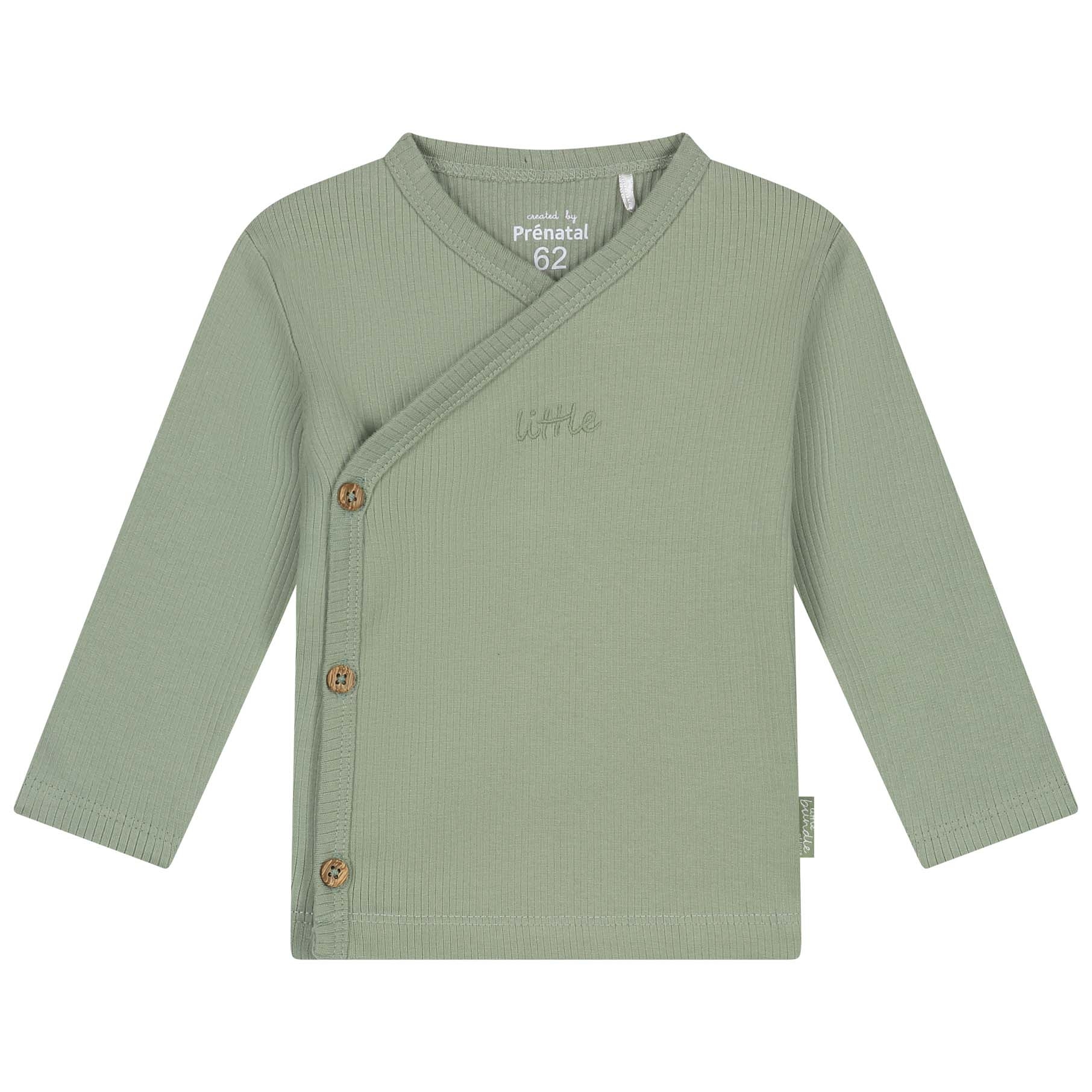 Prénatal newborn shirt rib lange mouwen effen groen