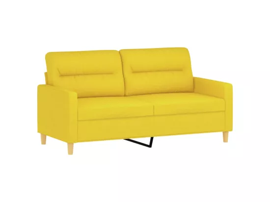 Ensemble de canapés 2 pcs avec coussins Jaune clair Tissu