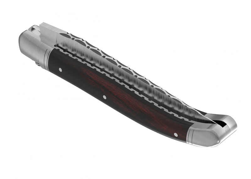 Couteau Laguiole prestige avec un manche en bois de fer et mitres en acier inoxydable
