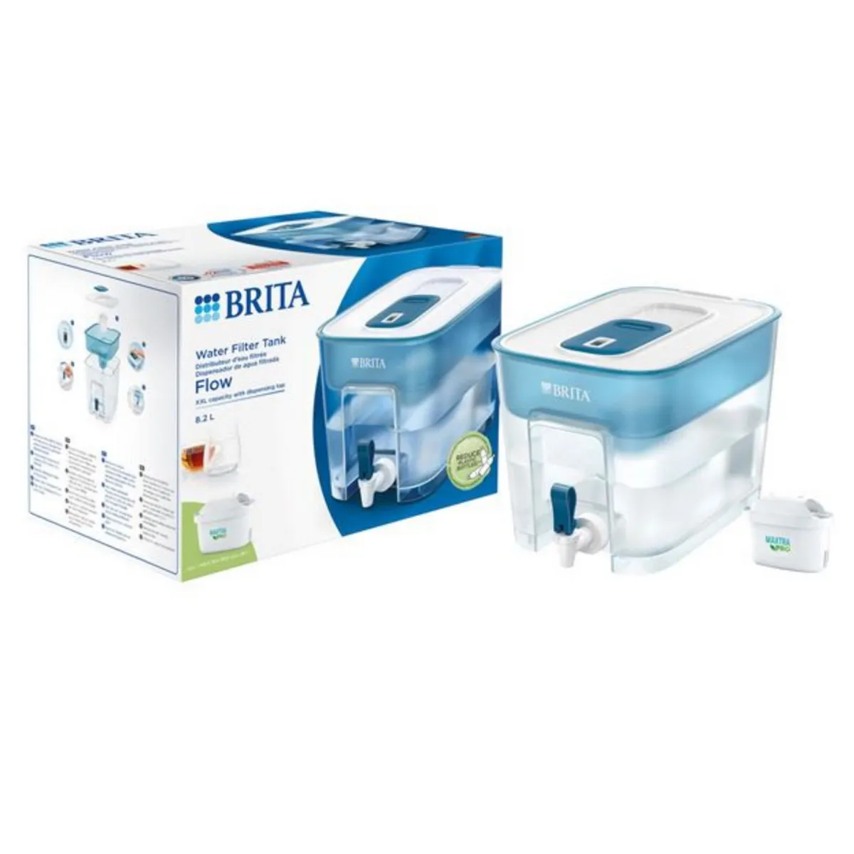 BRITA Fontaine à eau filtrée - 8.2L bleue