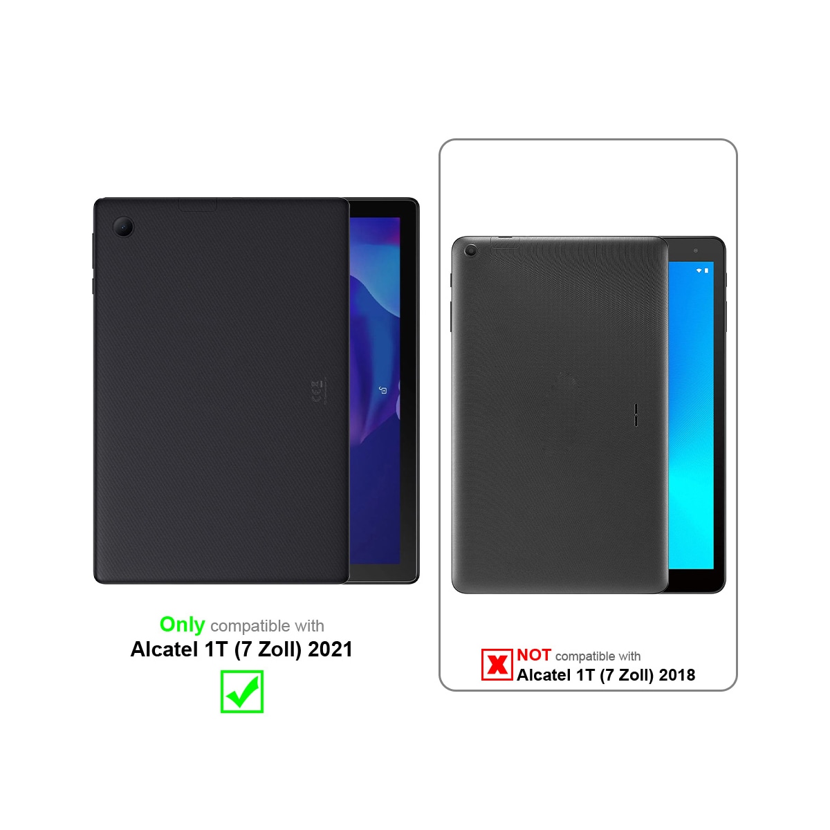Alcatel 1T (7 tomme) 2021 deksel til nettbrett (svart)