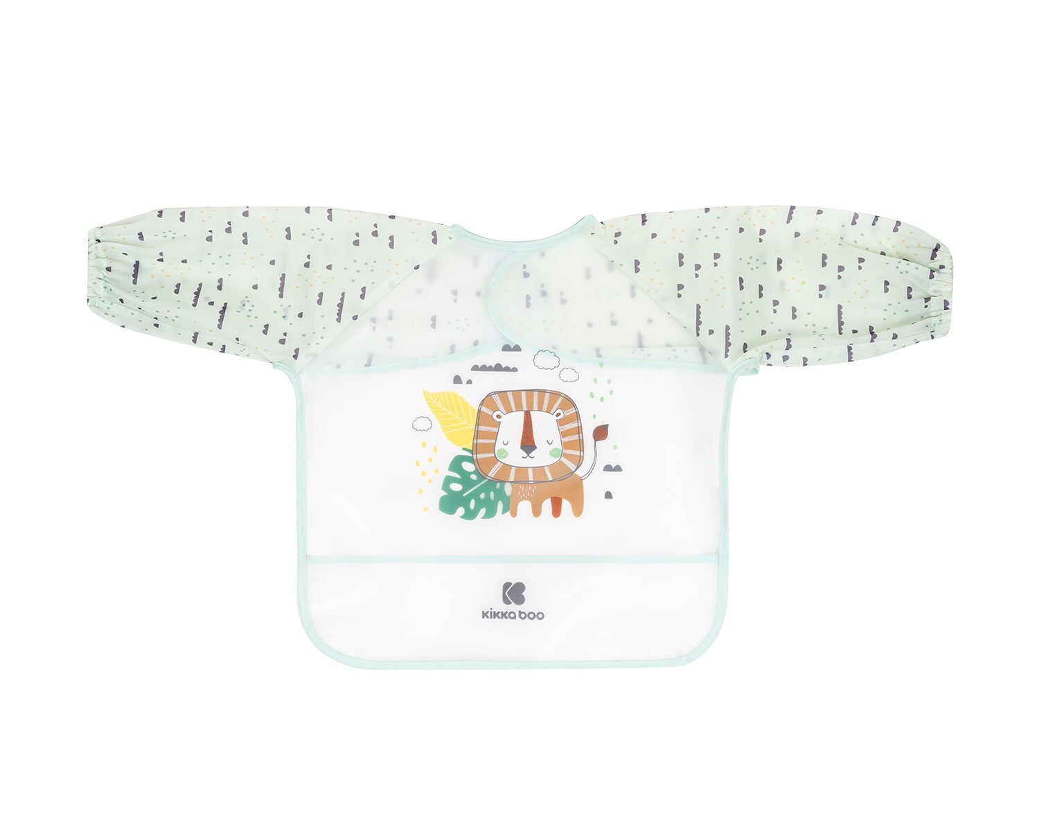 Kikkaboo Babylatz Savanna langarm mit Krümelfänger, wasserdicht, Klettverschluss hellgrün