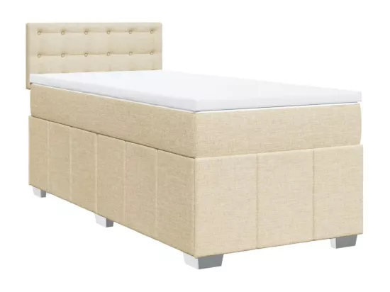 Sommier à lattes de lit et matelas Crème 90x190 cm Tissu