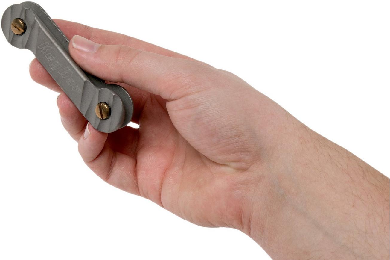 KeyBar Carved Sandblasted Titanium sleutel organiser