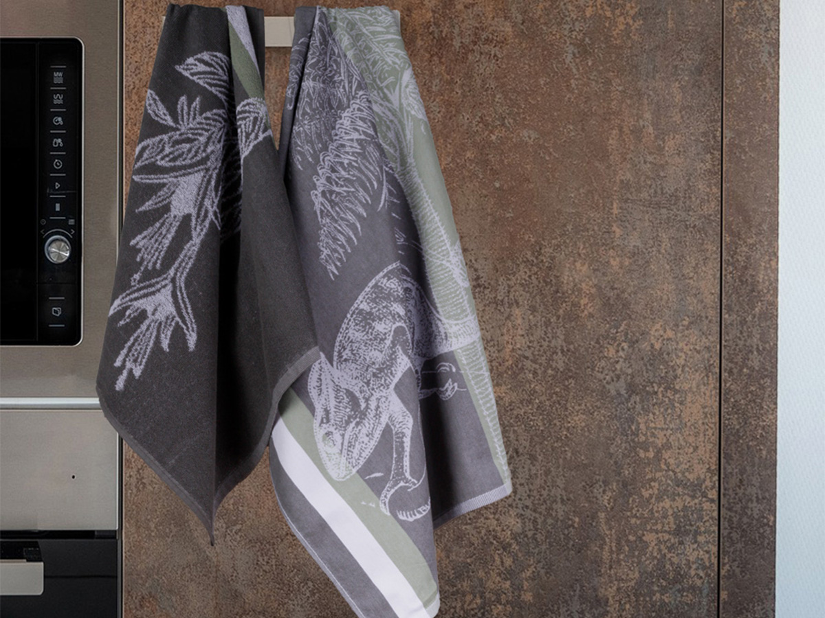 DoubleDry Jungle 50 x 50 cm set van 6 keukendoeken - Grey