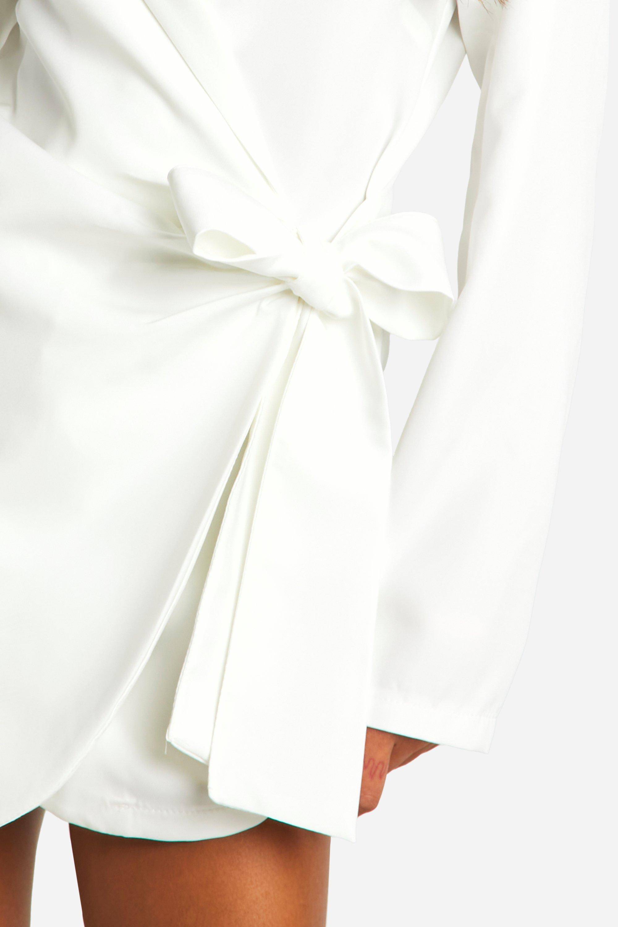 boohoo Wrap Drapé Front Tailored Blazer Dress