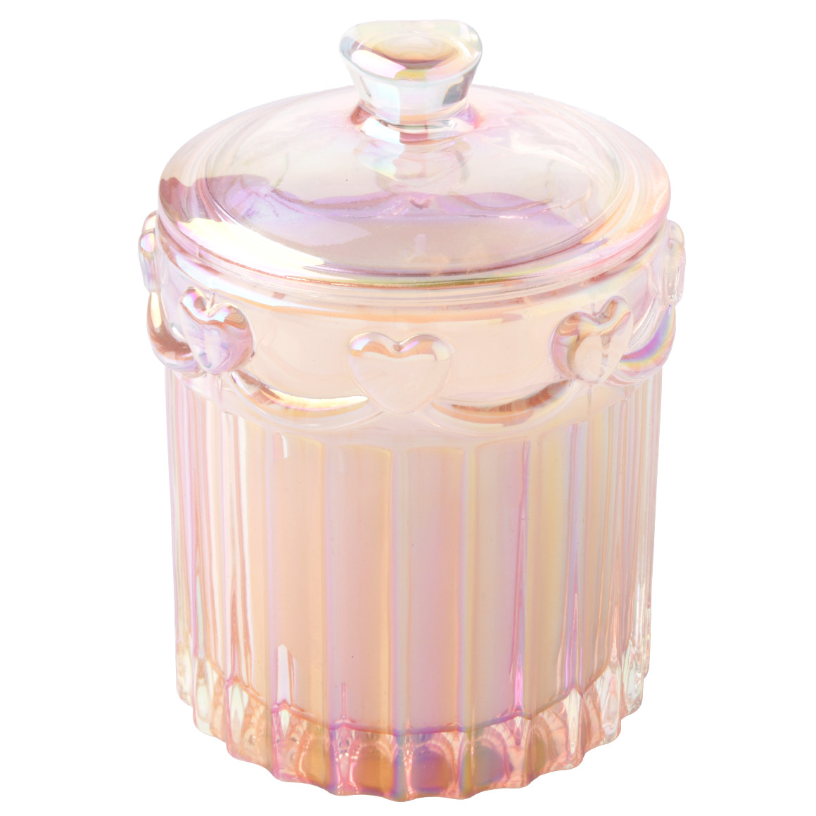 My Home Duftkerze im Glas mit Herzgriff rosa / weiss