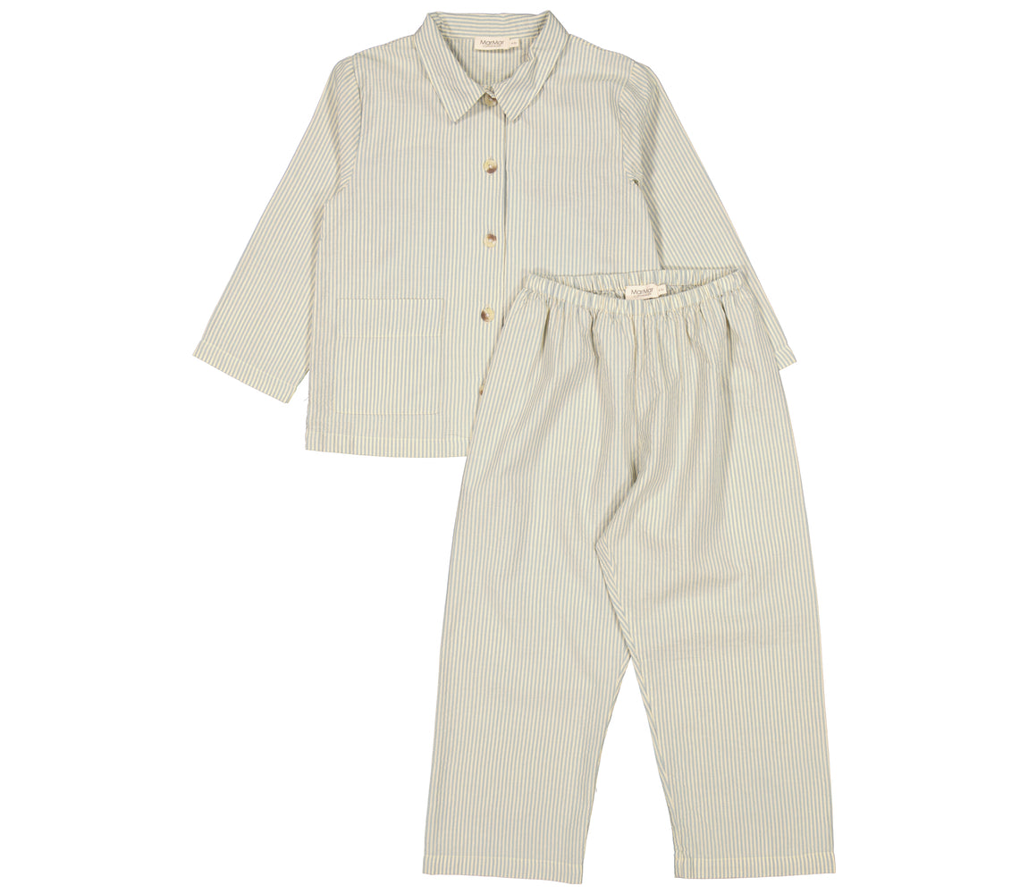 Pajama Set, Pyjamassæt - Blue Stone Stripe