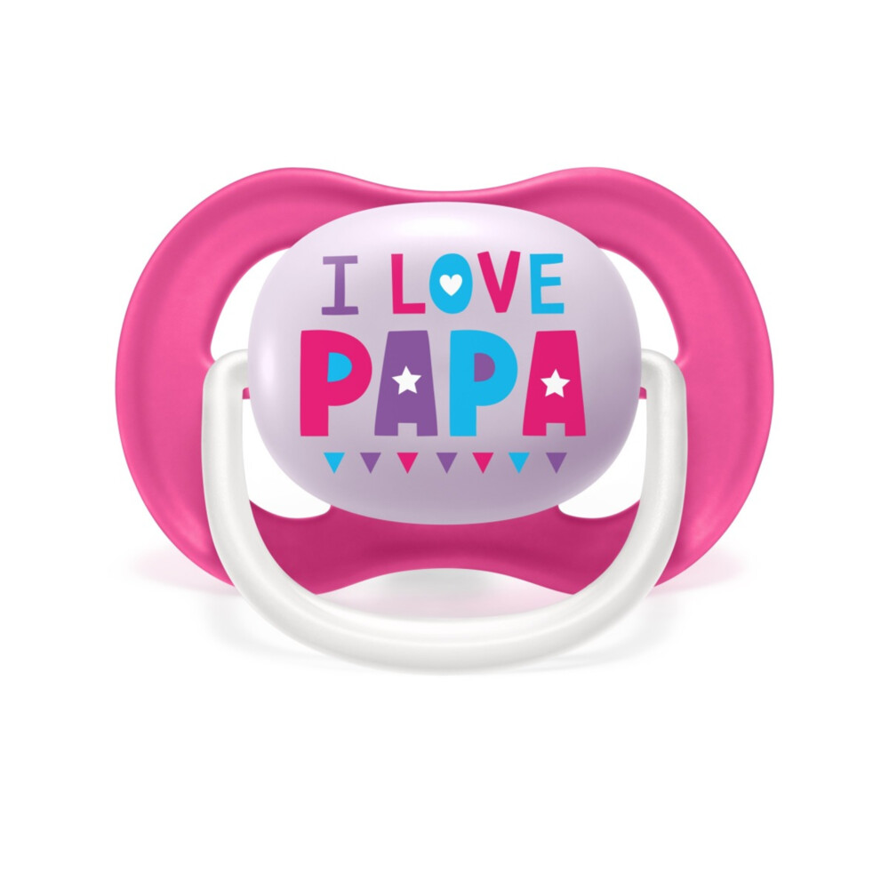 Philips Avent Fopspeen Ultra Air 6-18 mnd I Love Papa Roze2 stuks